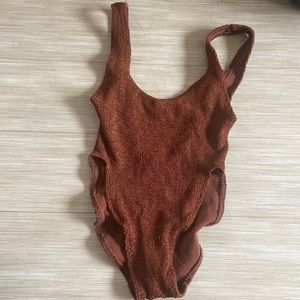 ASOS One Size Low Back Brown One Piece Swim Suit